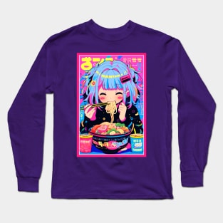 Cute Anime Girl |  Ramen Noodles | Hentaii Chibi Kawaii Design Long Sleeve T-Shirt